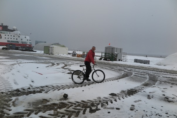 John cycling in Antarctica